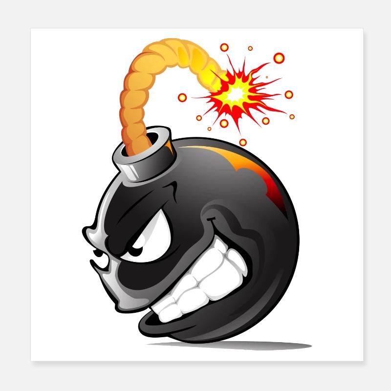 Bombe, Bombe, Bombe mit explodiertem Gesicht Bombe # Poster 20x20 cm