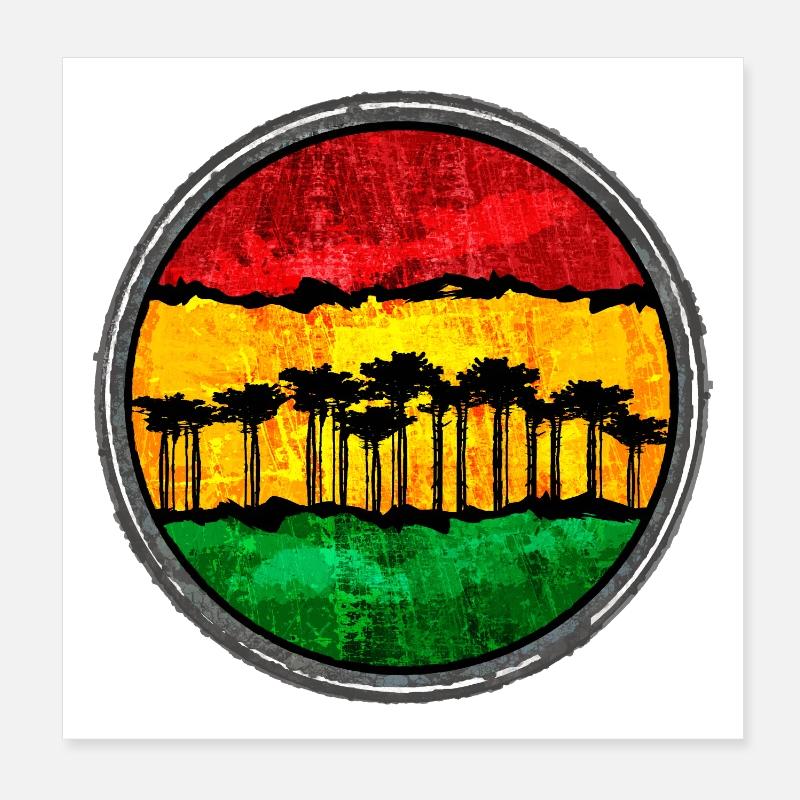 Coucher de soleil africain avec motif reggae Poster 20 x 20 cm