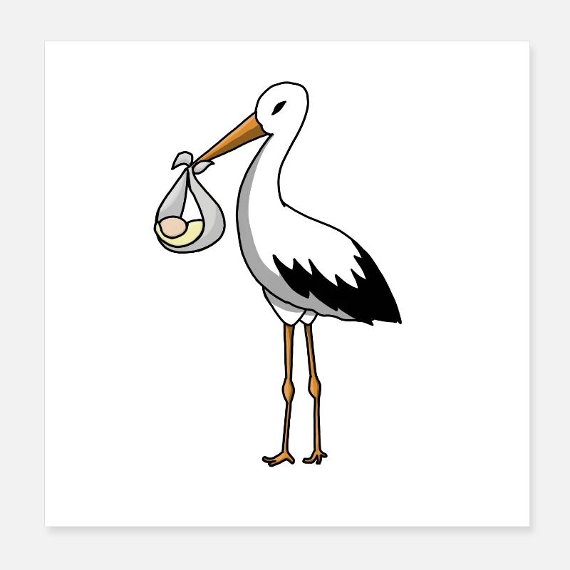 La cigogne amène le bébé Poster 20 x 20 cm