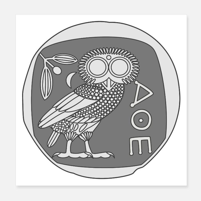 Eule der Athene [Münze] Poster 20x20 cm