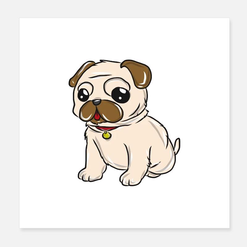 Hund Mops Poster 20x20 cm