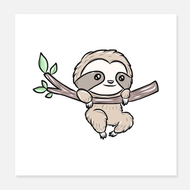 Faultier am Ast – Niedliches Baumdesign Poster 20x20 cm