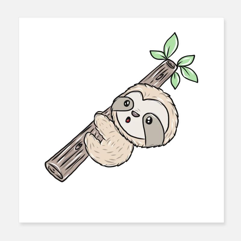 Faultier am Ast Poster 20x20 cm