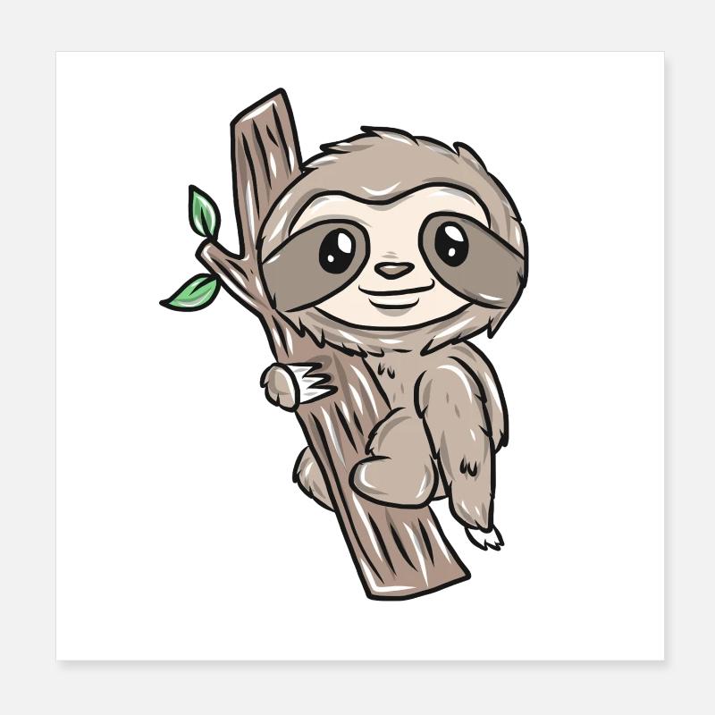 Slow sloth on tree Poster 8" x 8" (20x20 cm)