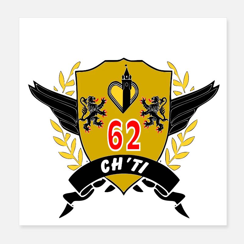 blason ch'ti - Poster 20 x 20 cm - blanc