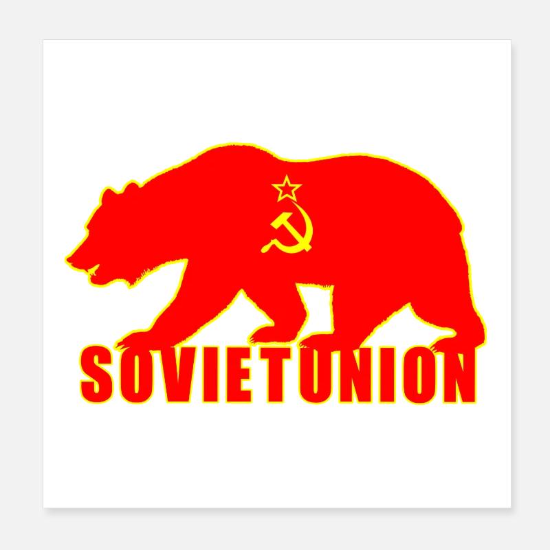 Union soviétique ours avec drapeau Poster 20 x 20 cm