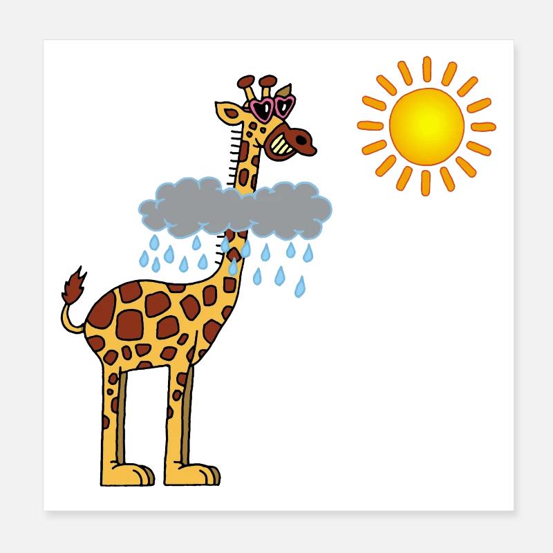Giraffe und Sonne Poster 20x20 cm