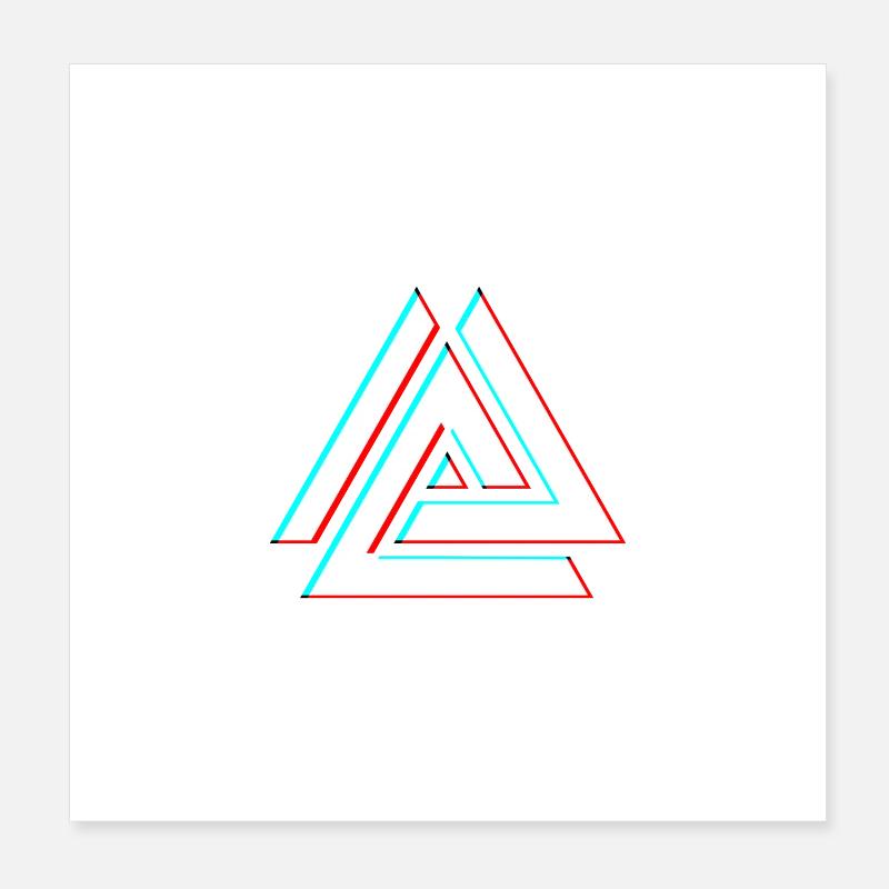 Triangle géométrique néon 3D Poster 20 x 20 cm