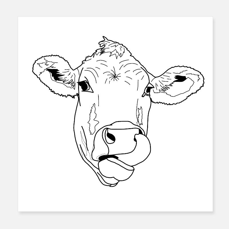 Vache léchant Poster 20 x 20 cm