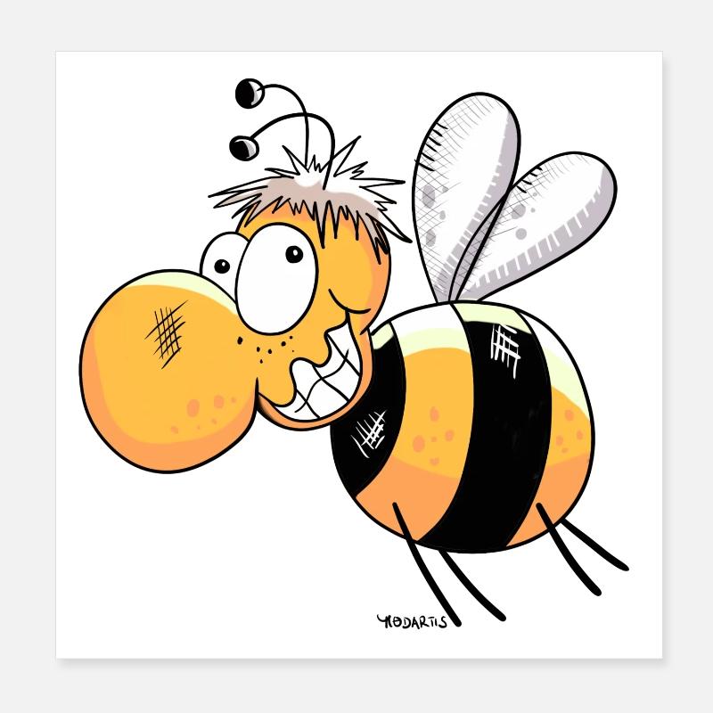Happy Bee Poster 8" x 8" (20x20 cm)