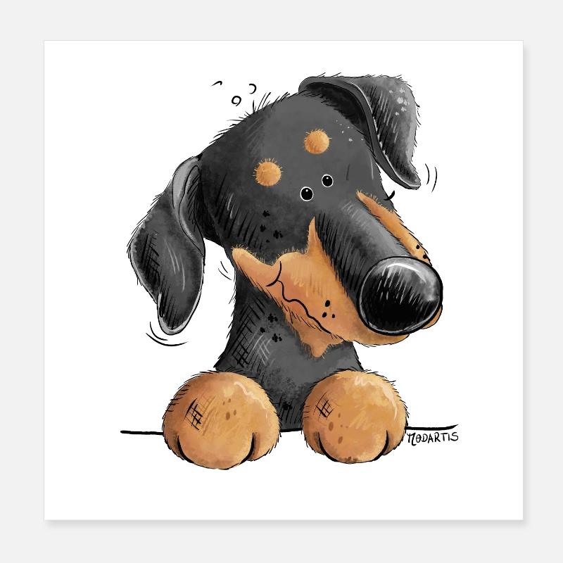 Lustiger Dobermann Oder Pinscher I Hund Comic Poster 20x20 cm
