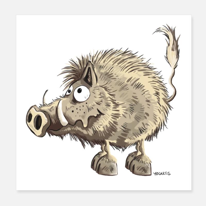 Drôle Sanglier Poster 20 x 20 cm