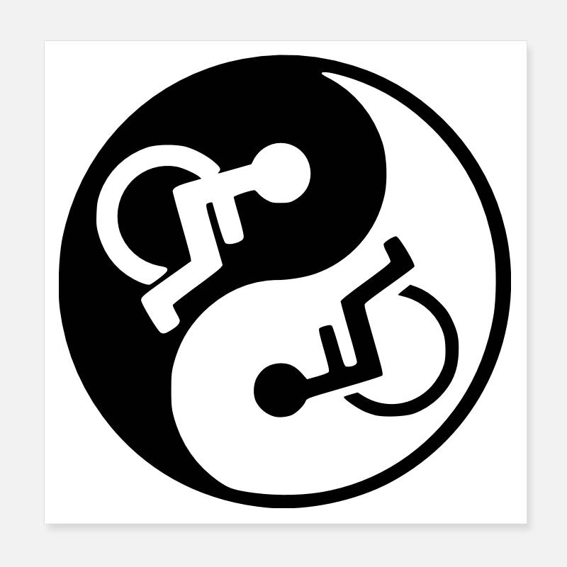 Fauteuil roulant Yin et yang symbole image # Poster 20 x 20 cm