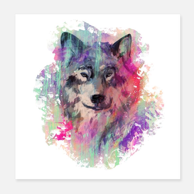 Wolf in the North Colour version Poster 8" x 8" (20x20 cm)