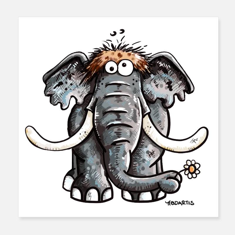 Der Elefant Poster 20x20 cm