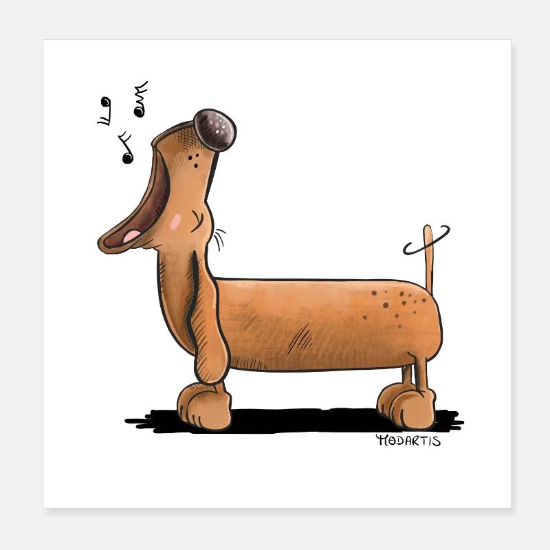 Yelling Dachshund - Dachshund - Comic Poster 8" x 8" (20x20 cm)