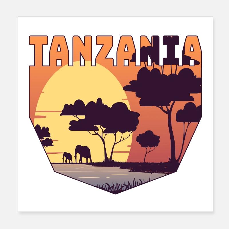 Conception de safari en Tanzanie avec des éléphants Poster 20 x 20 cm