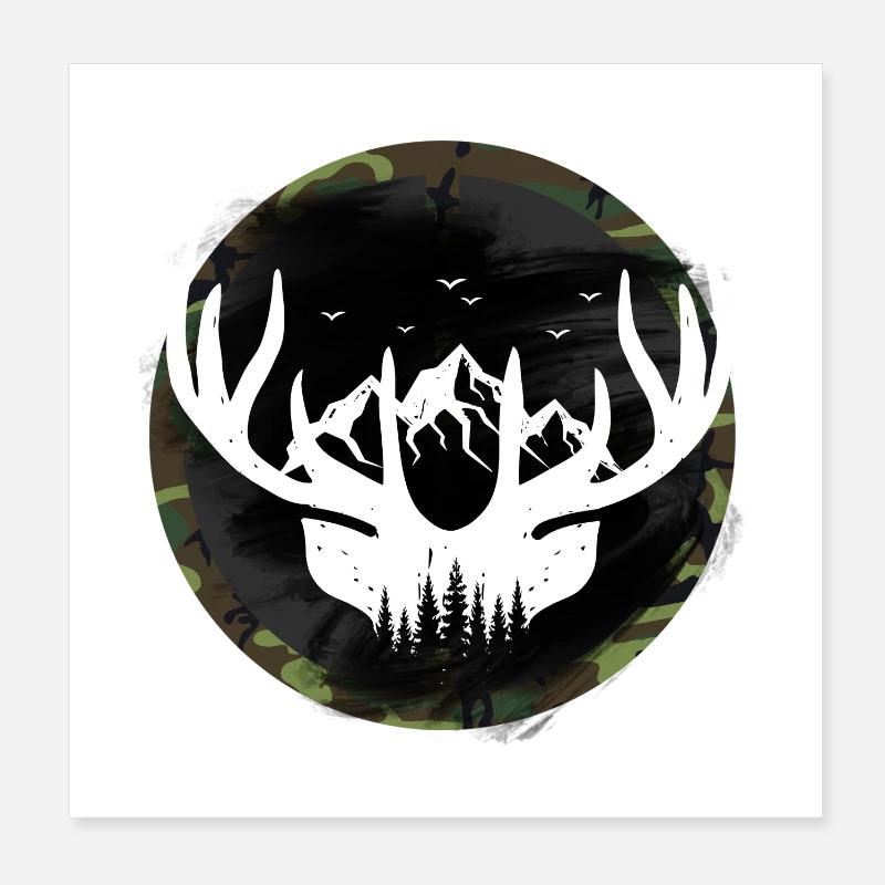 hunters hunt antlers Poster 8" x 8" (20x20 cm)