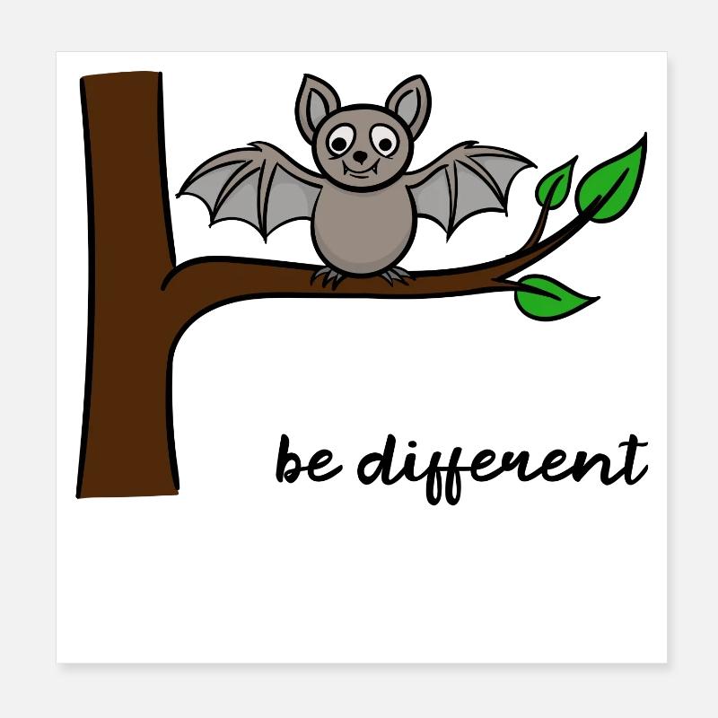 Funny Bat Different Being Brave Humorous Poster 8" x 8" (20x20 cm)