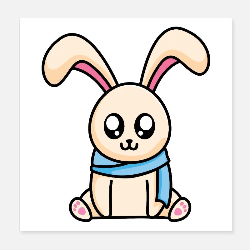 Hase mit Schal Poster 20x20 cm