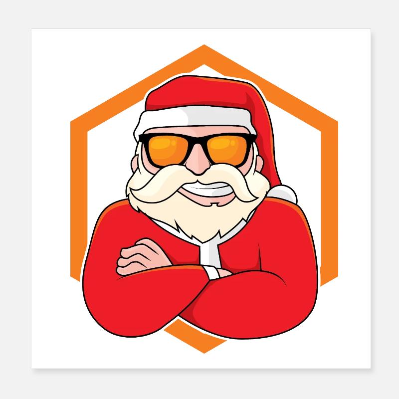 Père Noël cool Poster 20 x 20 cm