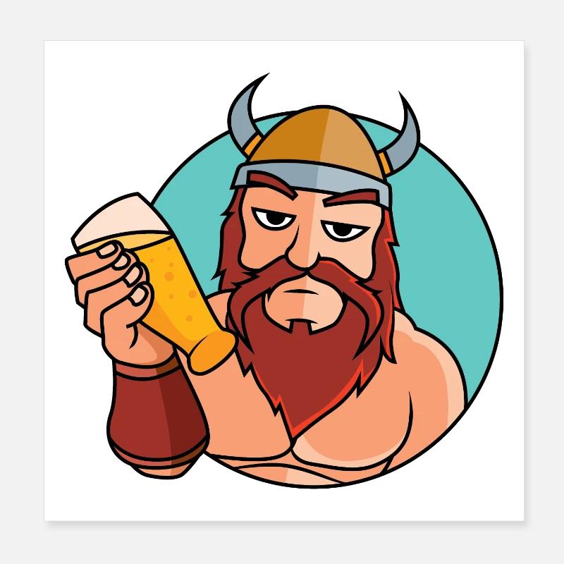 Vikings with beer glass Poster 8" x 8" (20x20 cm)