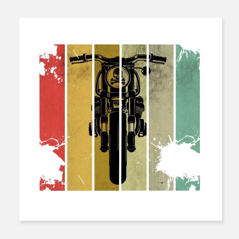 Motorcycle Biker Retro Poster 8" x 8" (20x20 cm)