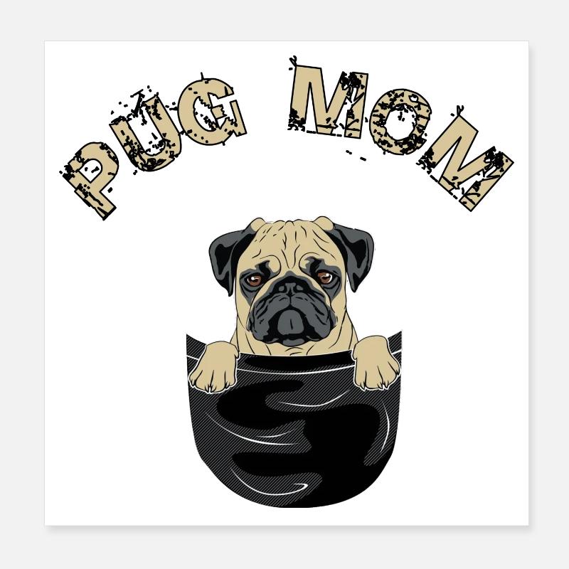 Pug maman Poster 20 x 20 cm