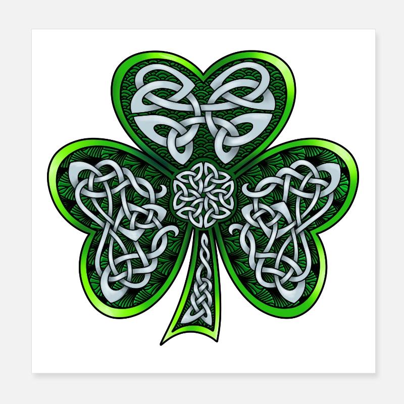 Shamrock celtique - Poster 20 x 20 cm - blanc