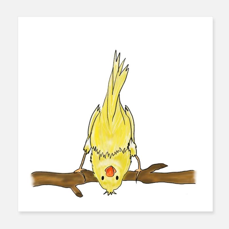 oiseau mignon sur l’illustration de branche Poster 20 x 20 cm