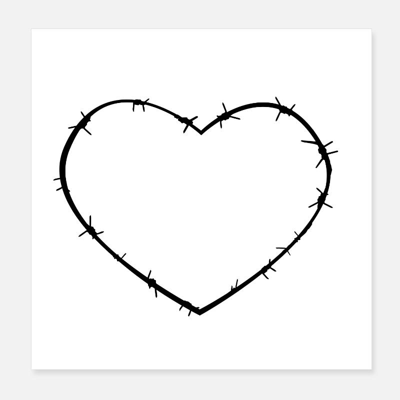 Stacheldraht-Herz Poster 20x20 cm