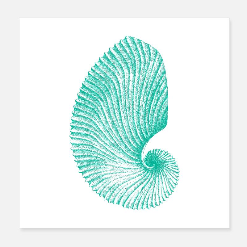 Teal Abstract Snail Pattern Poster 8" x 8" (20x20 cm)