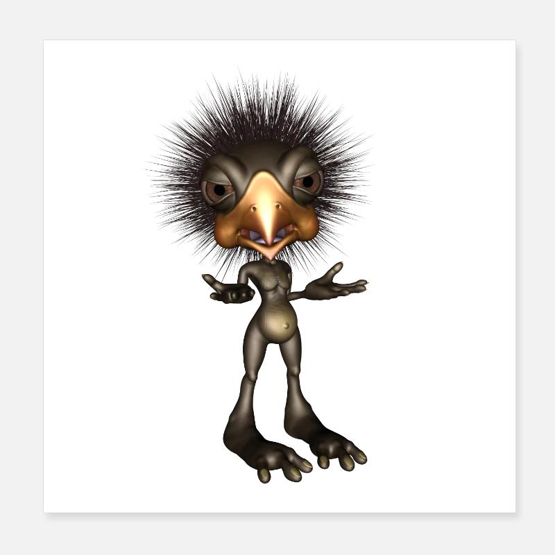 Lustiger süßer Vogel Poster 20x20 cm