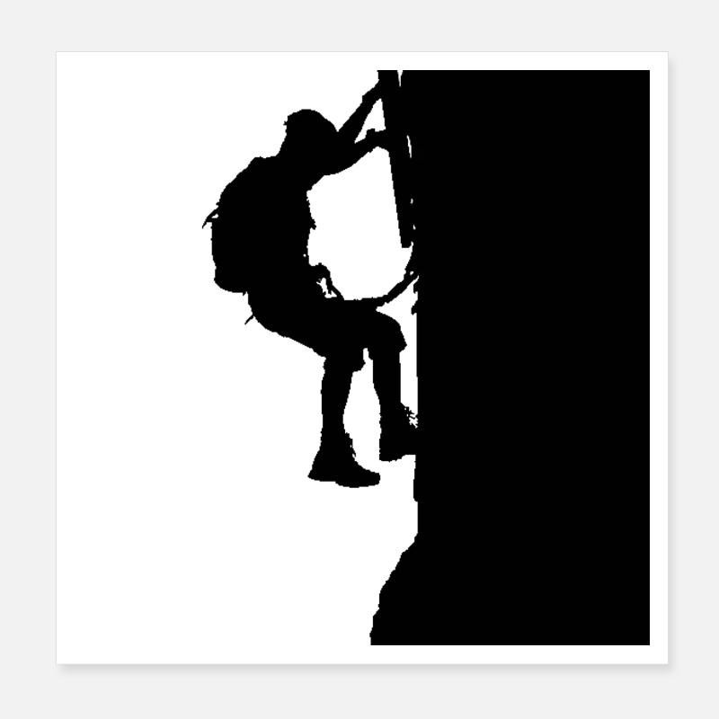 Via Ferrata Walker Silhouette Noir Poster 20 x 20 cm
