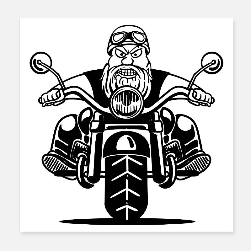 Motorradfahrer Chopper Motorräder Biker Cool - Poster 20x20 cm - Weiß