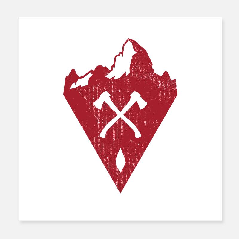 Hache d'extérieur et montagnes Poster 20 x 20 cm