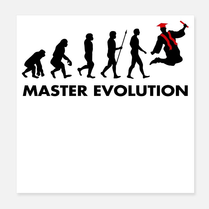 Master Evolution Prüfung Bestanden Schulabschluss Poster 20x20 cm