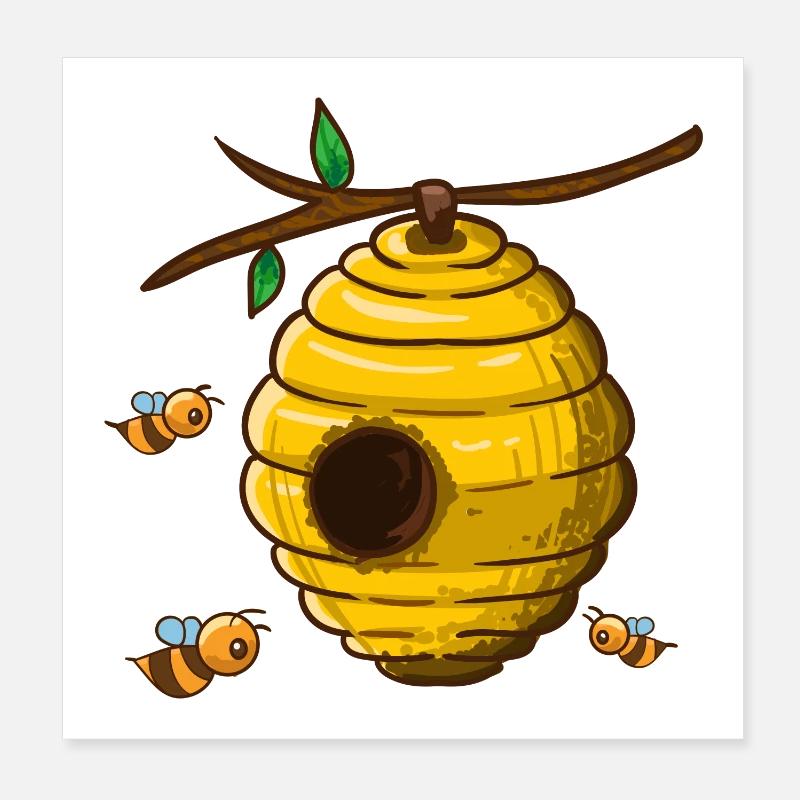 Abeilles autour de la ruche Poster 20 x 20 cm