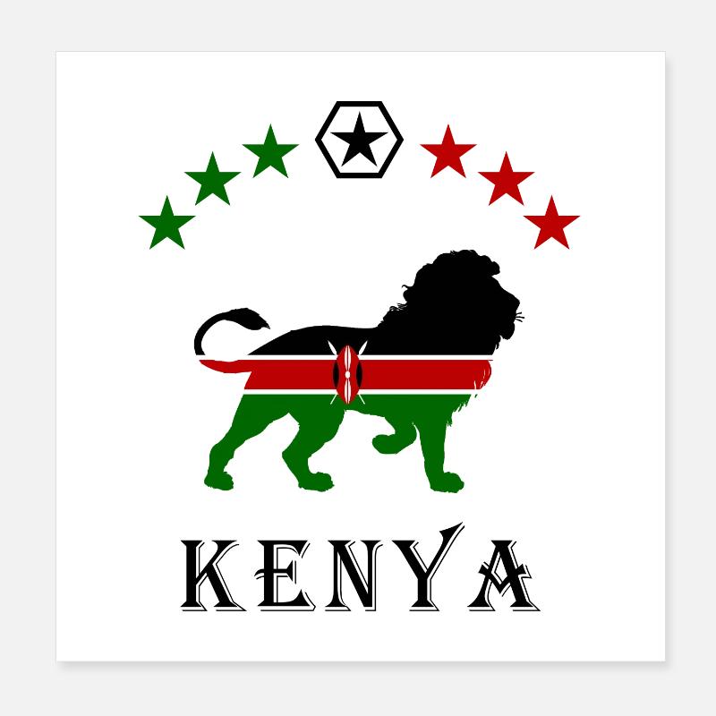 Conception de lion du Kenya - Poster 20 x 20 cm - blanc