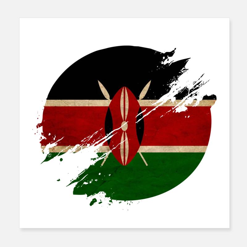Kenia Vintage Kreis - Poster 20x20 cm - Weiß