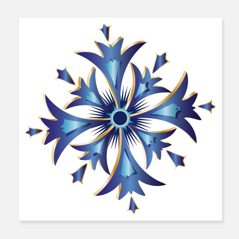 amulette de bleuet stylisée en bleu et or Poster 20 x 20 cm