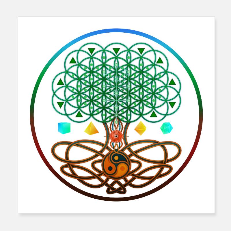 Baum des Lebens, Baum des Lebens, Heilige Geometrie Poster 20x20 cm