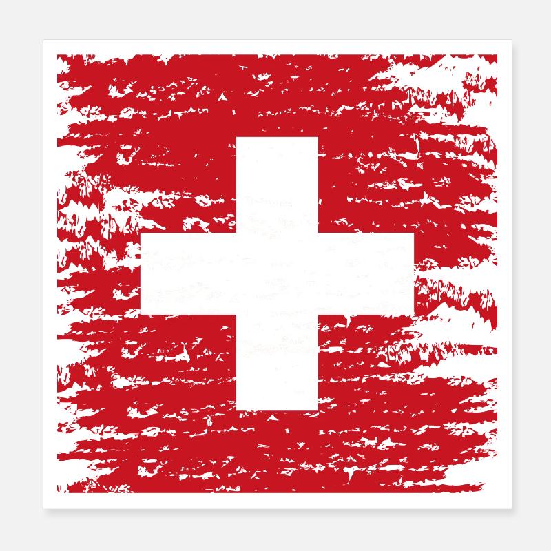 Croix suisse texturée rouge Poster 20 x 20 cm
