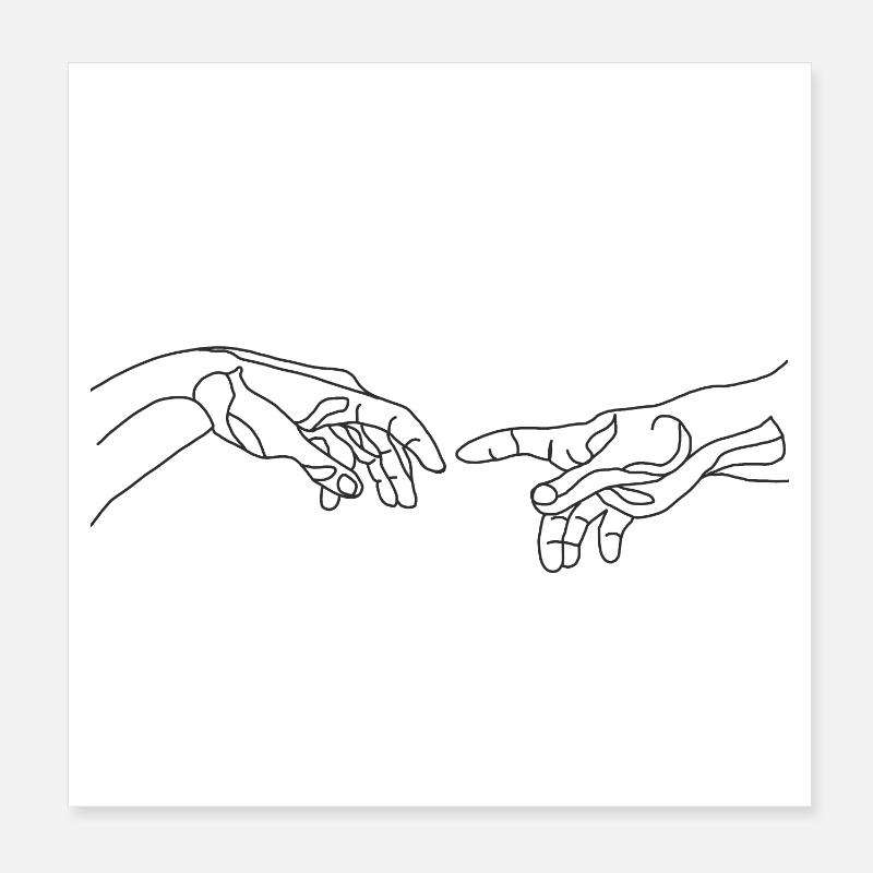 Michelangelo creating hand one line draw Poster 8" x 8" (20x20 cm)