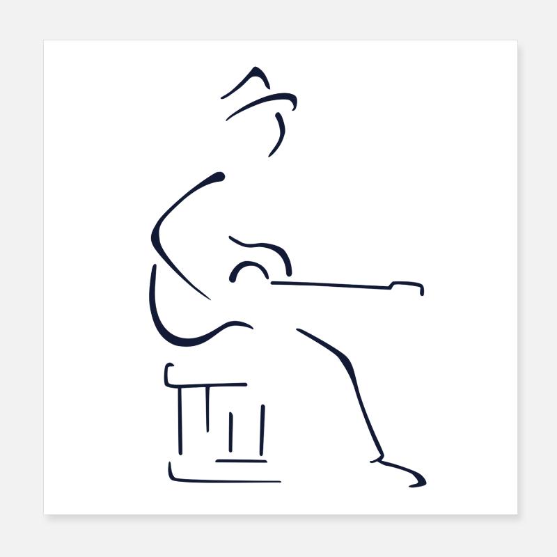 Guitariste blues - Poster 20 x 20 cm - blanc