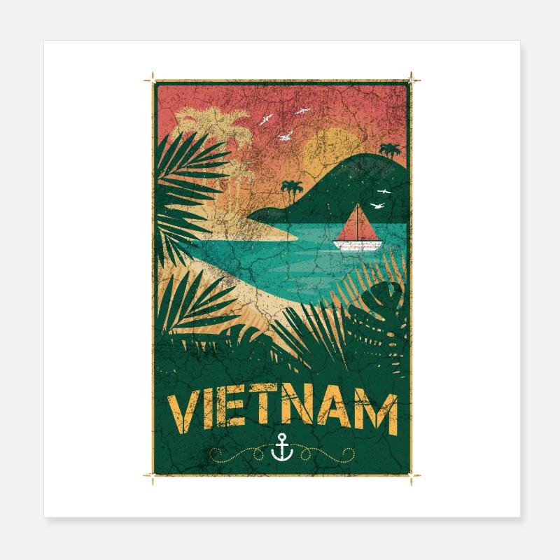 Conception de plage vintage Vietnam Poster 20 x 20 cm