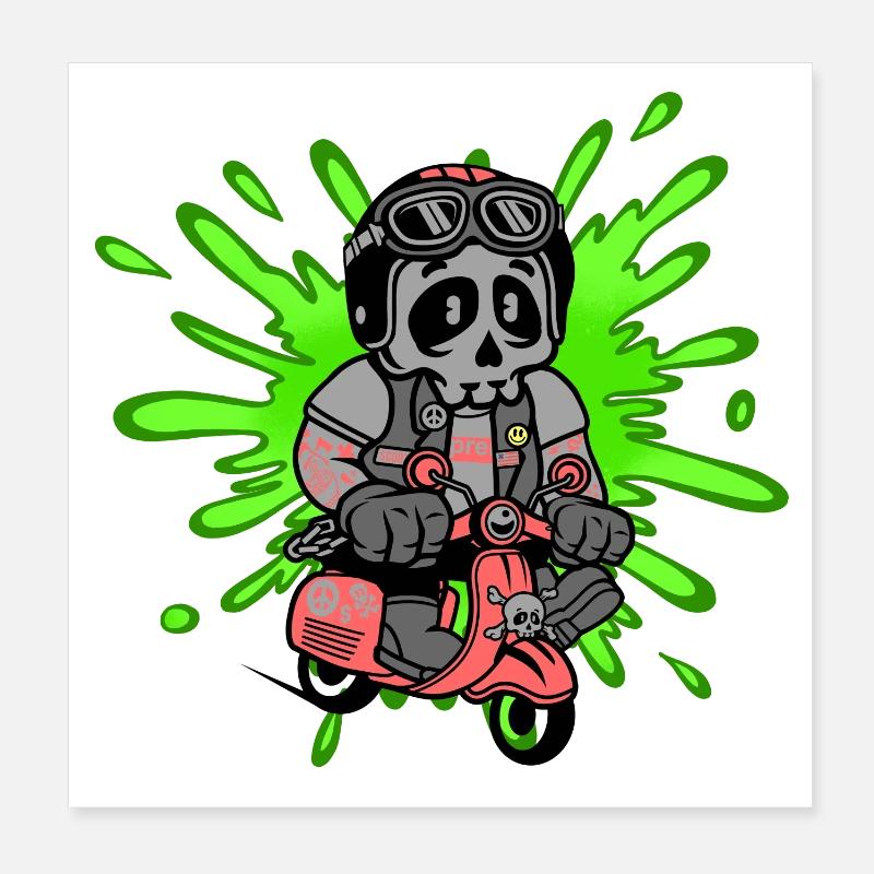 Skull Mofa Moped Poster 20x20 cm