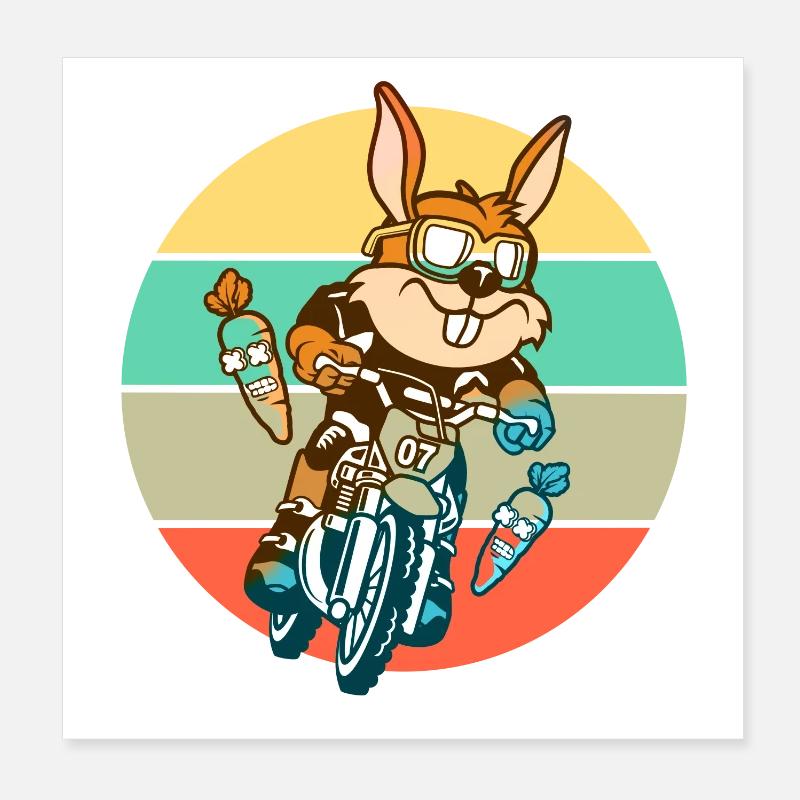 Bunny rabbit motocross gift Poster 8" x 8" (20x20 cm)