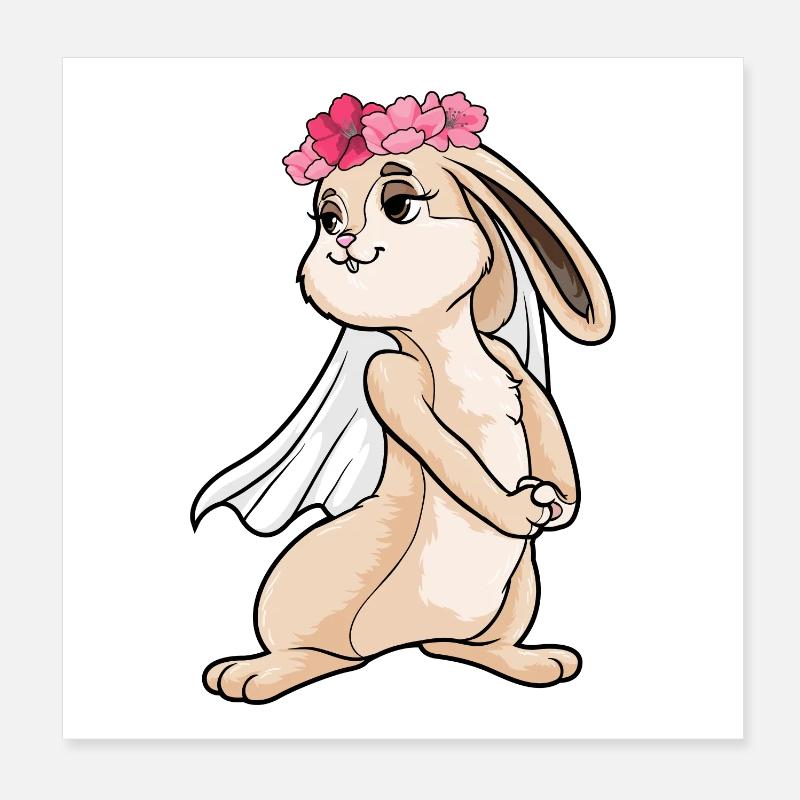 bunny bride veil wedding Poster 8" x 8" (20x20 cm)