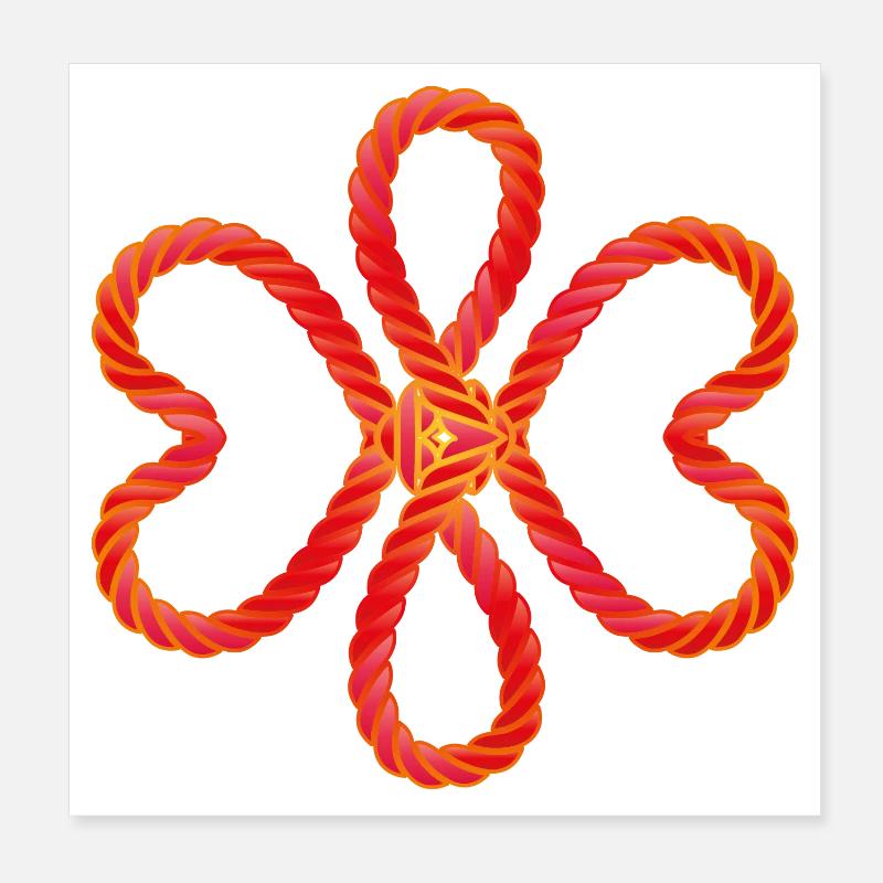 cordons rouges entrelacés en forme de cœur Poster 20 x 20 cm